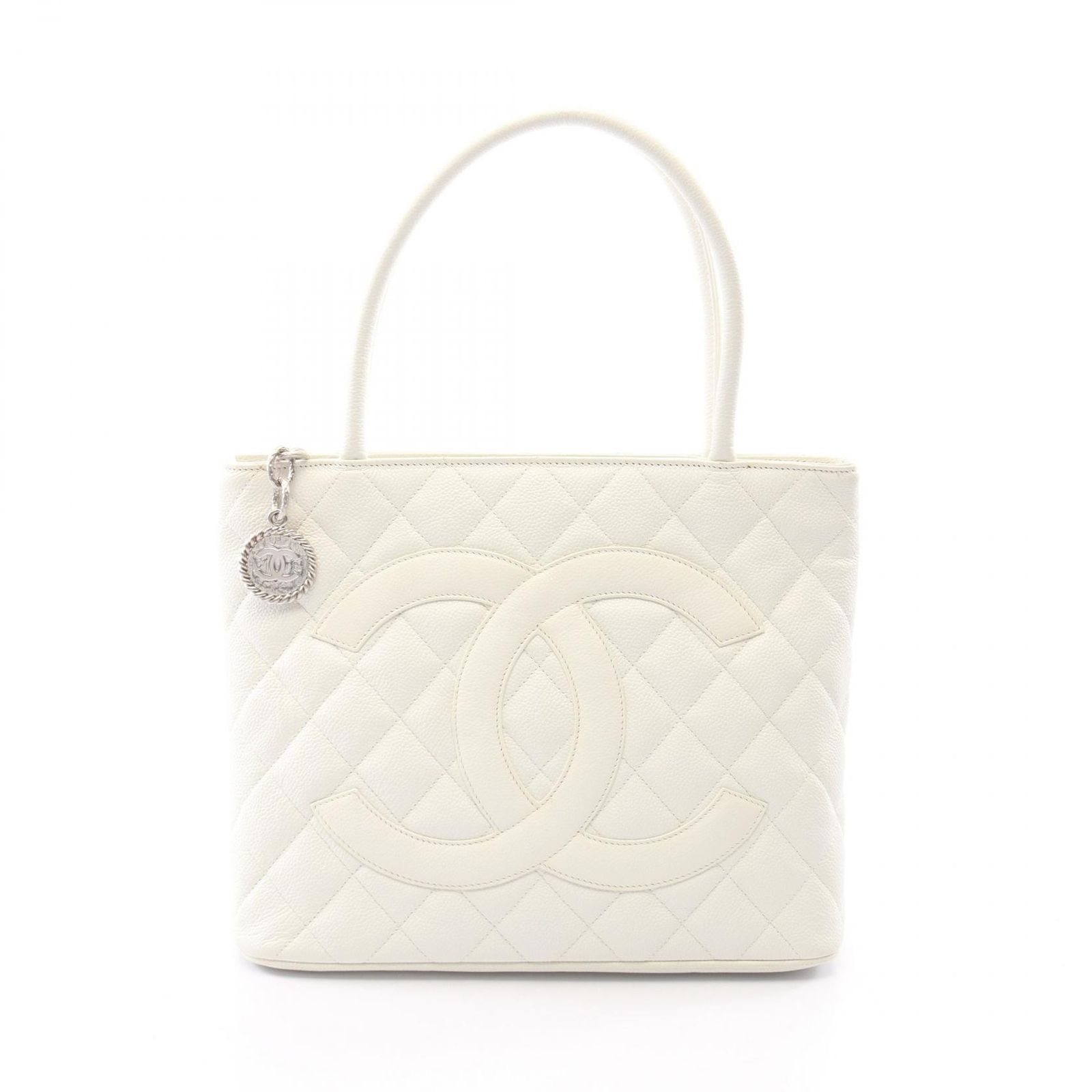 シャネル CHANEL トートバッグ 復刻トート A01804 ホワイト キャビアスキン(グレインドカーフ) 復刻トート レディース Used A