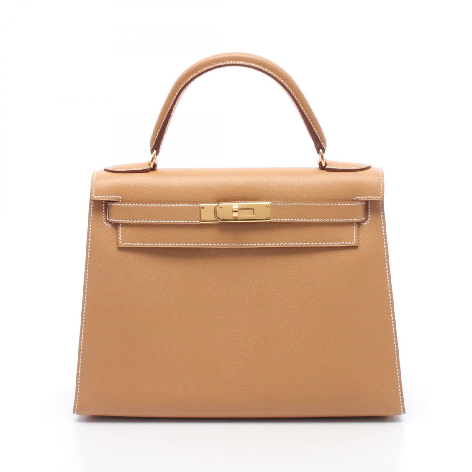 エルメス HERMES ハンドバッグ ケリー28 外縫い 2WAY ナチュラル レザー ケリー28 ナチュラル レディース Used A