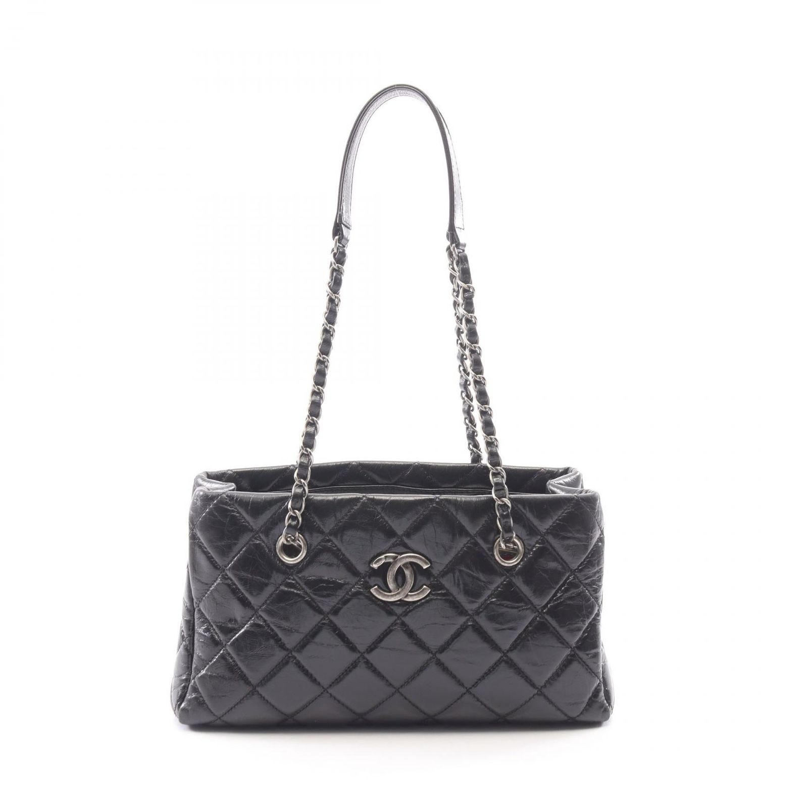 シャネル CHANEL トートバッグ マトラッセ チェーンショルダー ブラック レザー マトラッセ チェーンショルダー レディース Used A