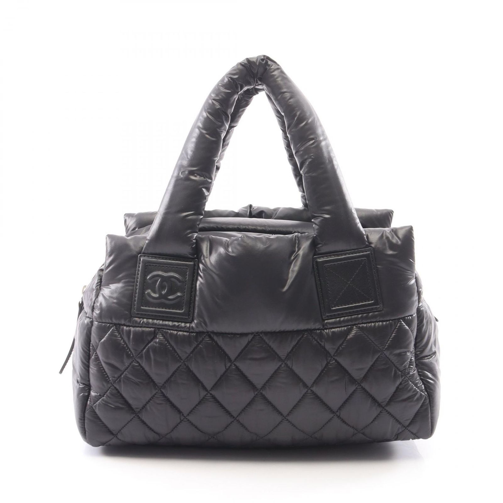 シャネル CHANEL ハンドバッグ コココクーン A48619 ブラック ナイロン レザー ココ・コクーン ミニ ボストンバッグ レディース Used A