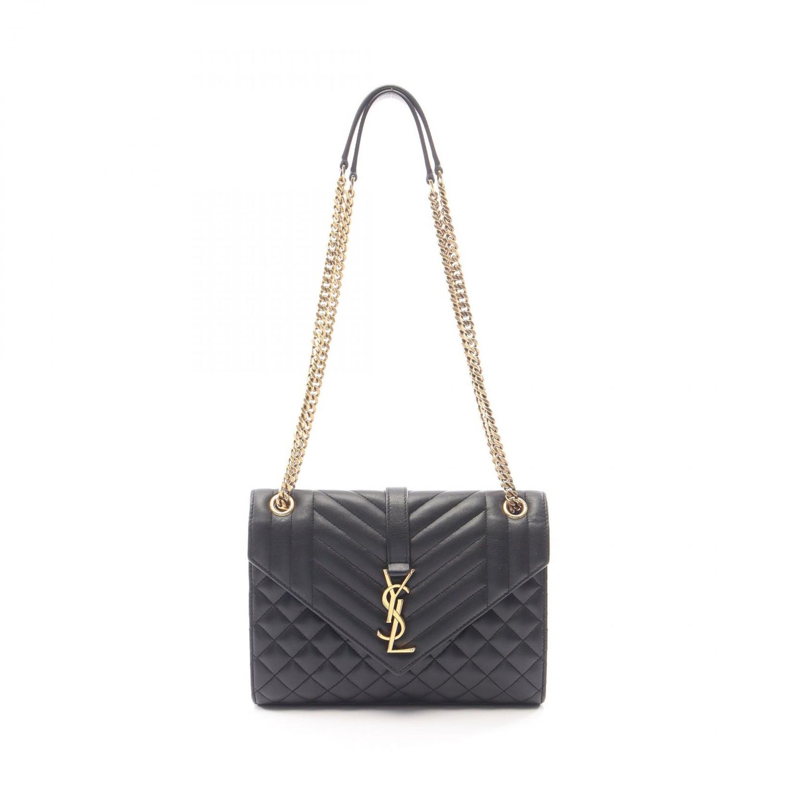 サンローランパリ SAINT LAURENT PARIS ショルダーバッグ エンヴェロップ ミディアム 600185BOW921000 ブラック レザー エンヴェロップ ミディアム レディース Used B