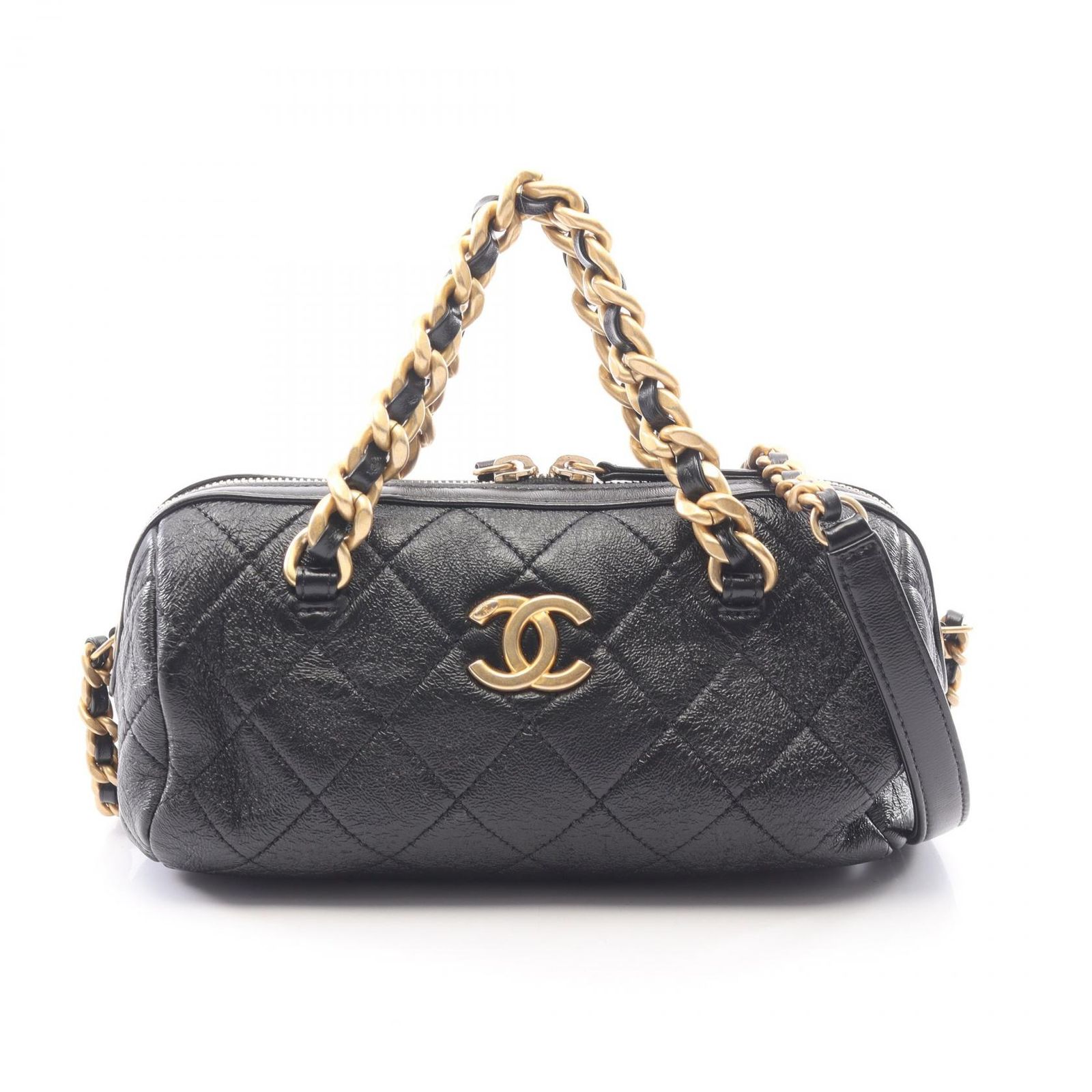 シャネル CHANEL ショルダーバッグ マトラッセ ボーリングバッグ 2WAY AS1897 ブラック レザー マトラッセ スモール ボーリングバッグ レディース Used A