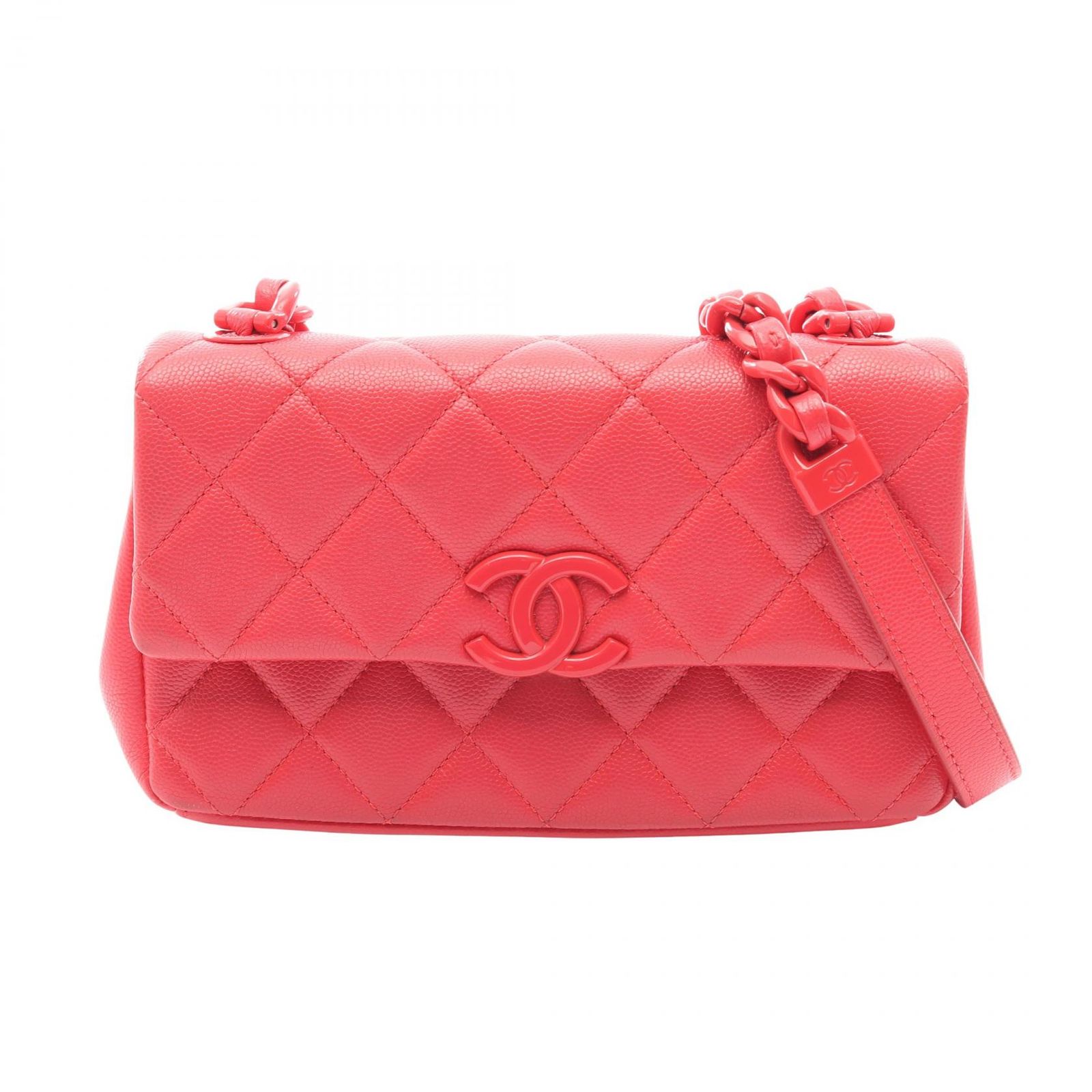 シャネル CHANEL ショルダーバッグ マトラッセ AS2302 ピンクレッド カーフ（牛革） マトラッセ スモールフラップ プラチェーンショルダー レディース Used A
