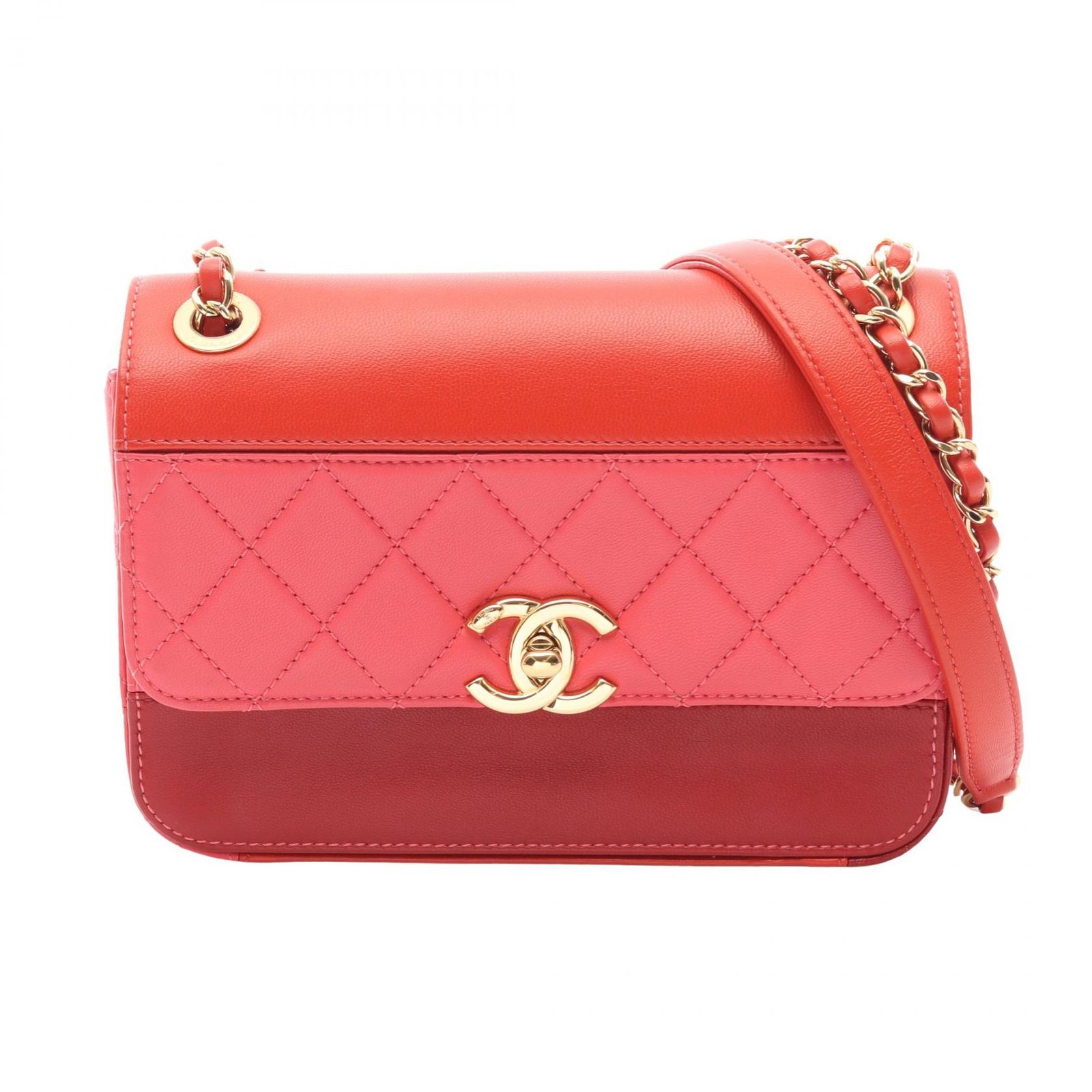 シャネル CHANEL ショルダーバッグ マトラッセ レッド/ピンク ラムスキン（羊革） マトラッセ スモール チェーンショルダー レディース Used A