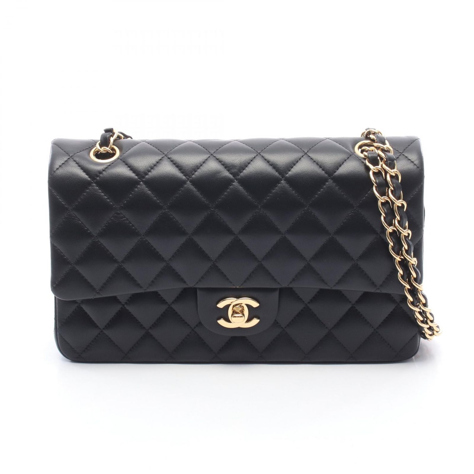 シャネル CHANEL ショルダーバッグ マトラッセ Wフラップ A01112 ブラック ラムスキン（羊革） マトラッセ ダブルフラップ チェーンショルダー レディース Used A