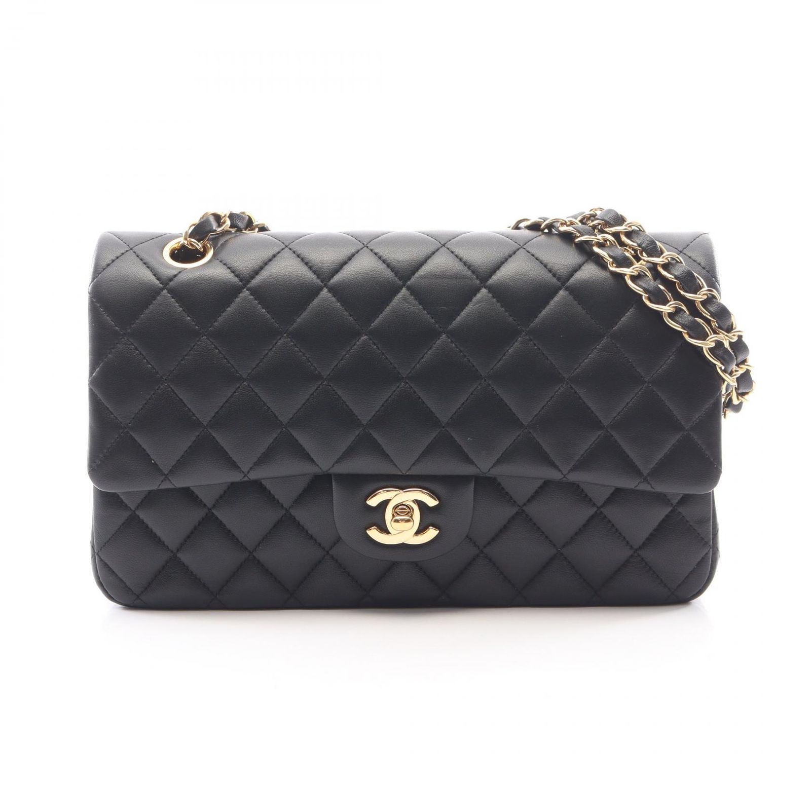 シャネル CHANEL ショルダーバッグ マトラッセ Wフラップ A01112 ブラック ラムスキン（羊革） マトラッセ ダブルフラップ チェーンショルダー レディース Used A
