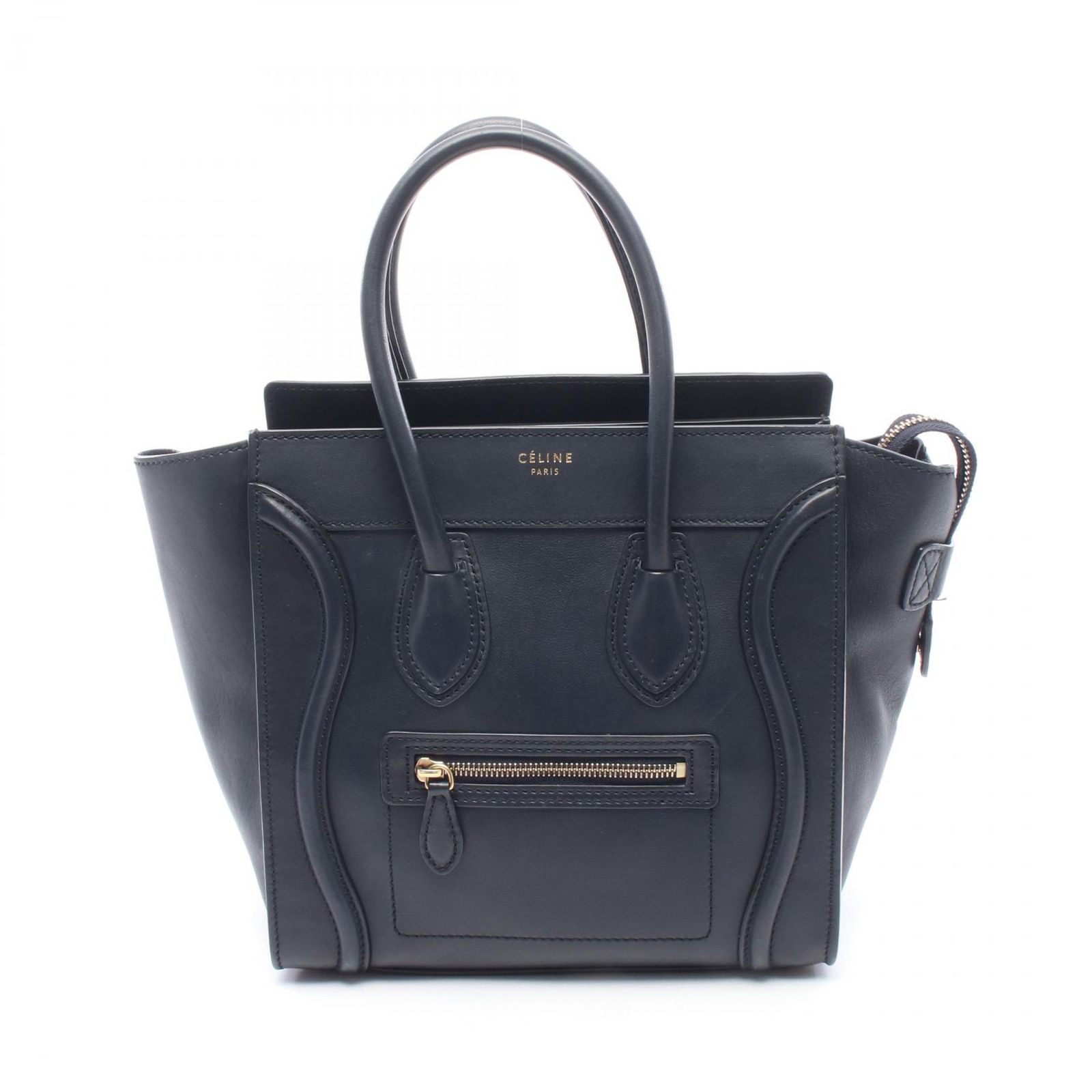 セリーヌ CELINE トートバッグ ラゲージ マイクロショッパー 167793 ネイビー レザー ラゲージ マイクロ ショッパー レディース Used B
