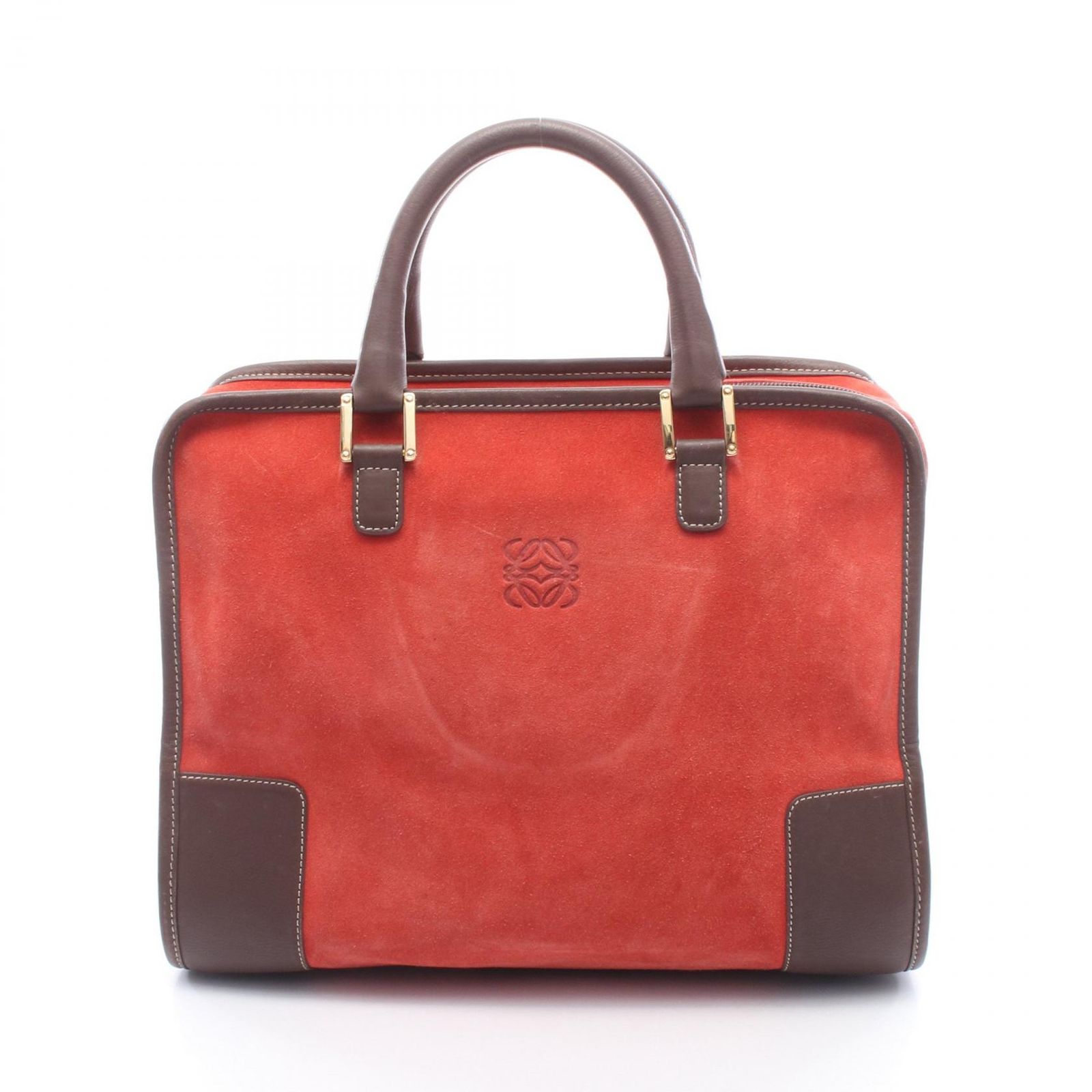 ロエベ LOEWE ハンドバッグ アマソナ32 レッド/ブラウン スウェード レザー アマソナ32 ハンド レディース Used B