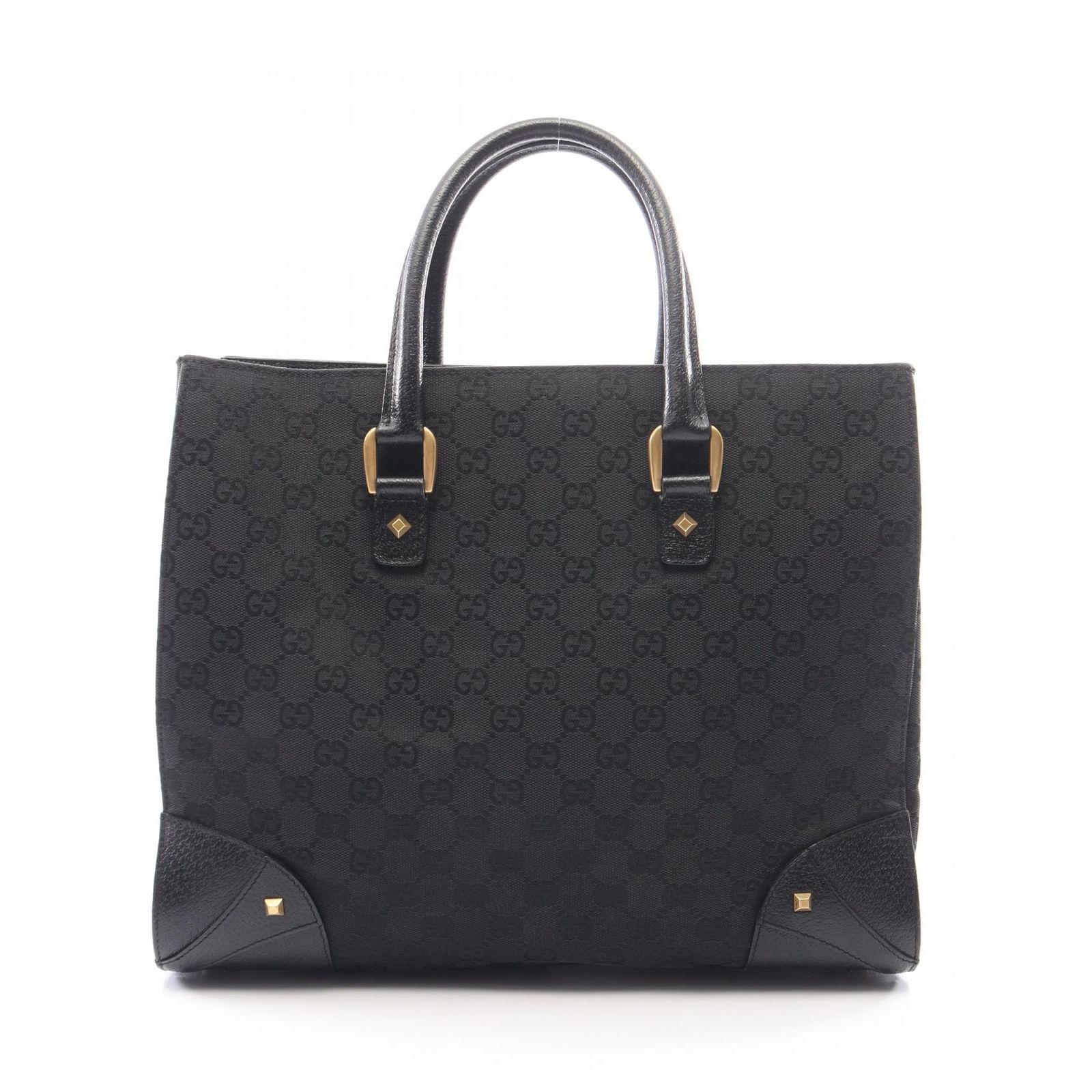 グッチ GUCCI ハンドバッグ GGキャンバス 120897 ブラック キャンバス レザー トートバッグ レディース Used B
