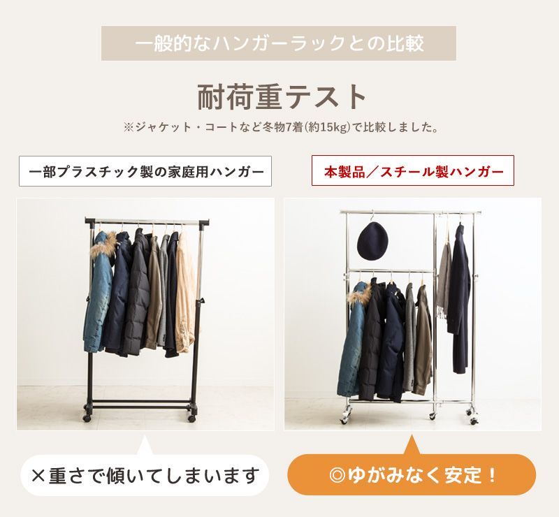 ♡ 2段収納タイプ 頑丈ハンガーラック 幅78～131cm [2015] ハンガーラック 2段 2段収納タイプ 幅78～131cm 頑丈 頑丈ハンガー