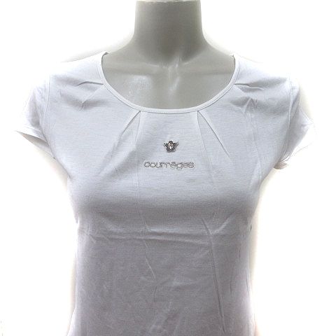 高級】courreges クレージュ シャツ カットソー ホワイト 刺繍ロゴ 