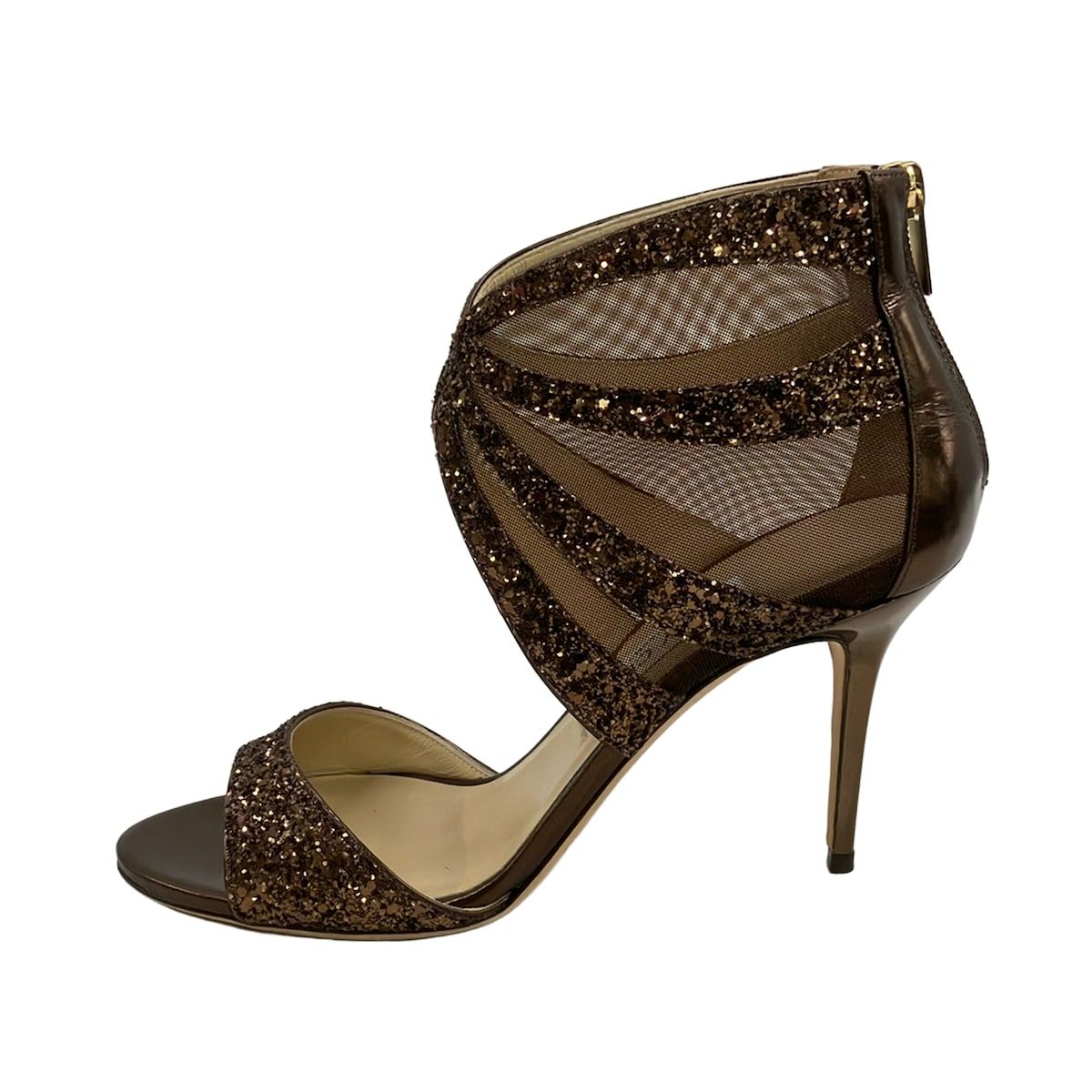 JIMMY CHOO(ジミーチュウ) パンプス 38 1/2 レディース - ダークブラウン×ブロンズ メッシュ