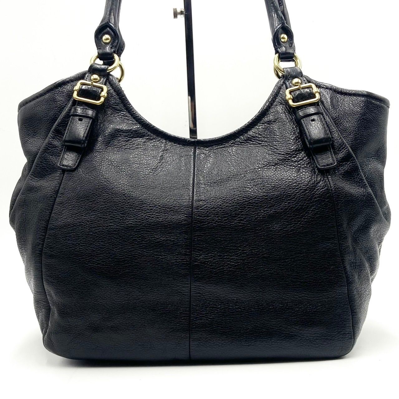 極美品● COACH コーチ マディソン ハンドバッグ　トートバッグ ロゴ 金具 ゴールド金具 ブラック レザー 18612