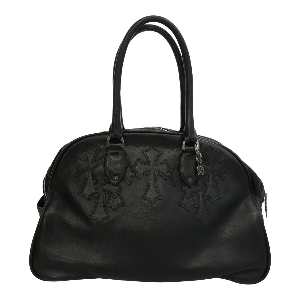 クロムハーツGYM MDジムバックフレアパッチレザーハンドバッグブラック CHROME HEARTS クロムハーツ（原本無） GYM MD ジムバッグ ミディアム