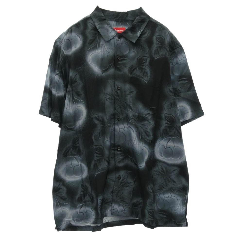 Supreme シュプリーム 23SS Cherries S/S Shirt チェリー 総柄 半袖 シャツ ブルー系 L【極上美品】【中古】