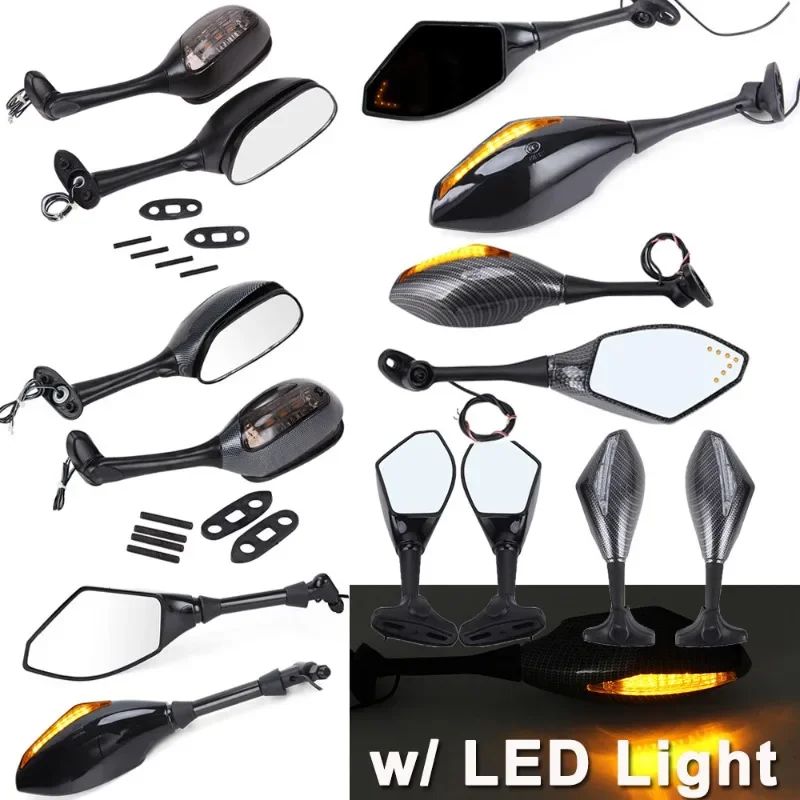バイク用LEDターンシグナル内蔵バックミラー 10mm ホンダ スズキ ヤマハ ドゥカティ対応