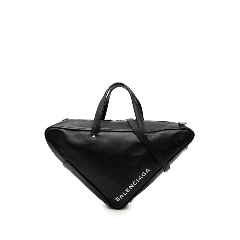 バレンシアガ トライアングルダッフルバッグ ハンドバッグ ショルダーバッグ 2WAY ブラック レザー レディース BALENCIAGA【228-75058】