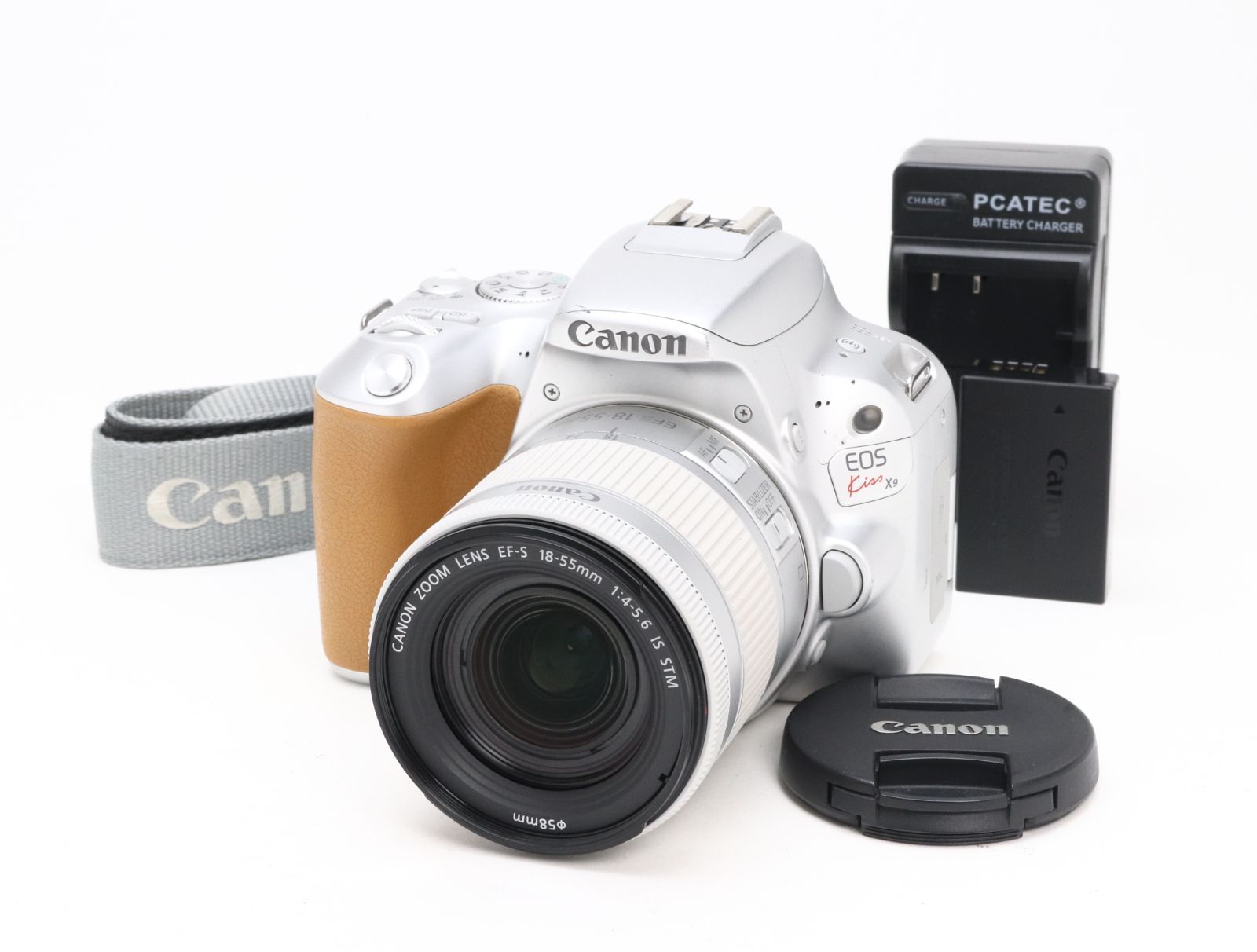 AB (良品) Canon キヤノン EOS Kiss X9 EF-S 18-55mm F4-5.6 IS STM シルバー レンズキット シャッター回数3243 初期不良返品対応 66-78