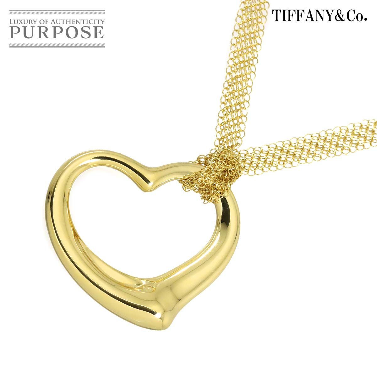 ティファニー TIFFANY&Co. オープンハート 幅35mm ロング ネックレス 74cm K18 YG イエローゴールド 750 Open Heart Necklace 90328311