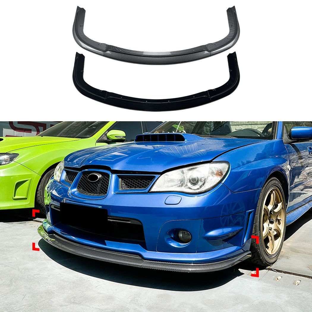 スバル Subaru インプレッサ Impreza WRX STI 2006～2007年式対応 フロントリップスポイラー ABS ピアノブラック カーボン調 外装アクセント