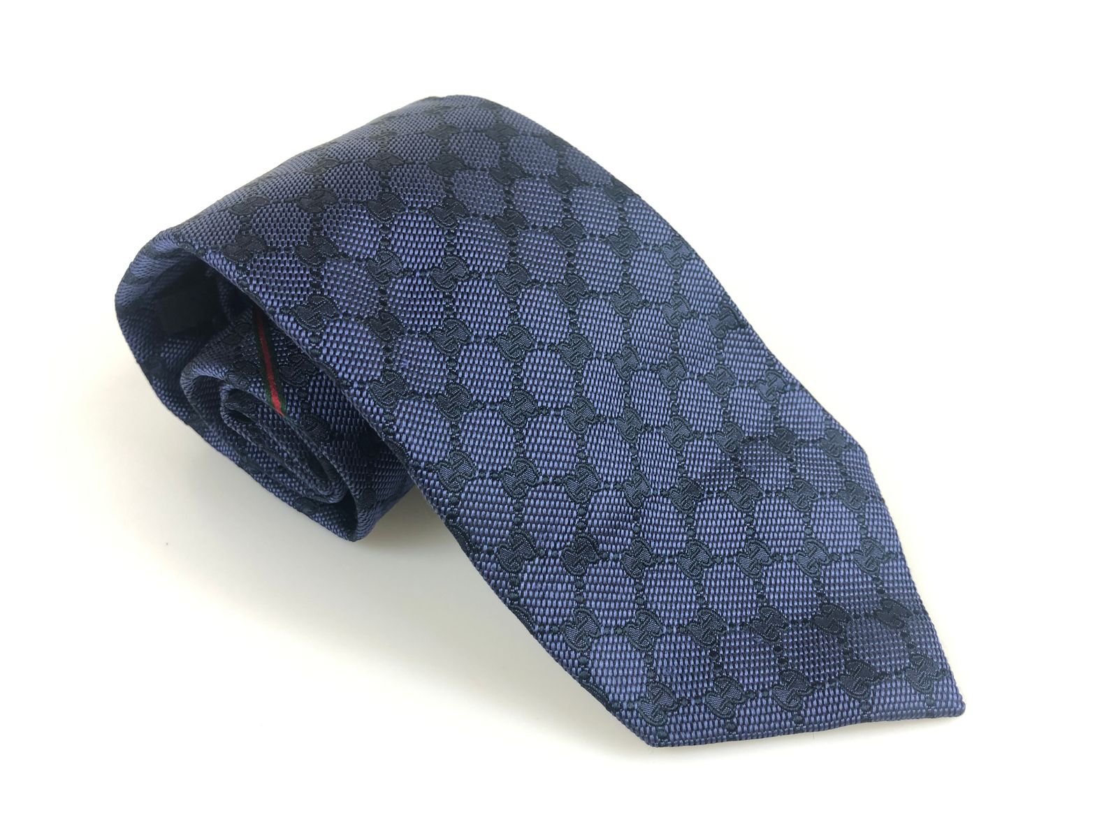 グッチ GUCCI シルクネクタイ パターン総柄 Gロゴ 剣先幅8cm 細身