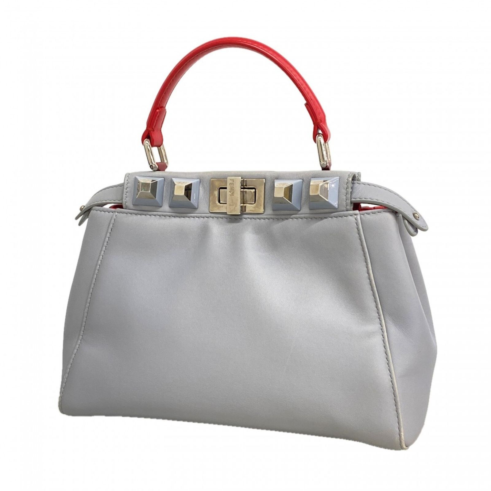 フェンディ(Fendi) フェンディ ハンドバッグ ピーカブー レザー ブルーグレー レディース
