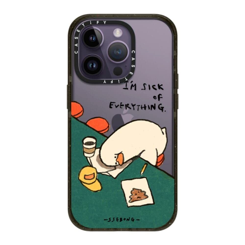 CASETiFY インパクト iPhone 14 Pro ケース [MIL規格準拠 (4x MIL-STD-810G)/2.5mからの落下試験をクリア] - I'm sick of everything by SSEBONG - グロッシー ブラック