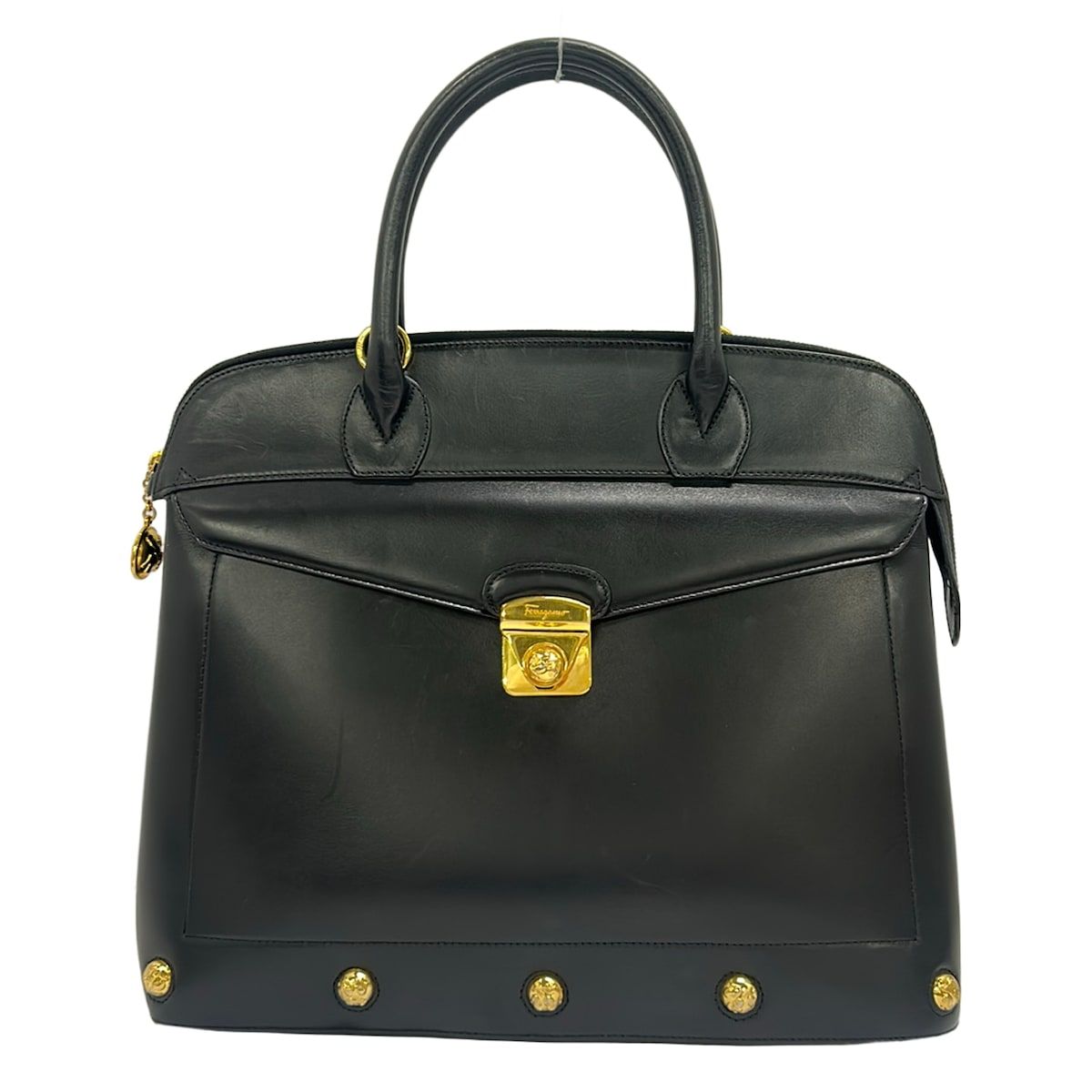 FERRAGAMO/SalvatoreFerragamo(サルバトーレフェラガモ) ハンドバッグ - 黒 スタッズ レザー