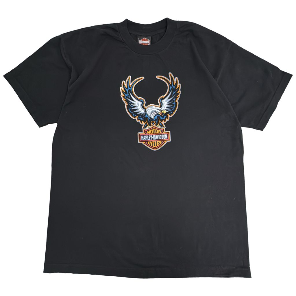USA製 HARLEY DAVIDSON ハーレーダビッドソン 半袖Ｔシャツ モーターサイクル ブラック(メンズ XL)中古 古着 Y3473