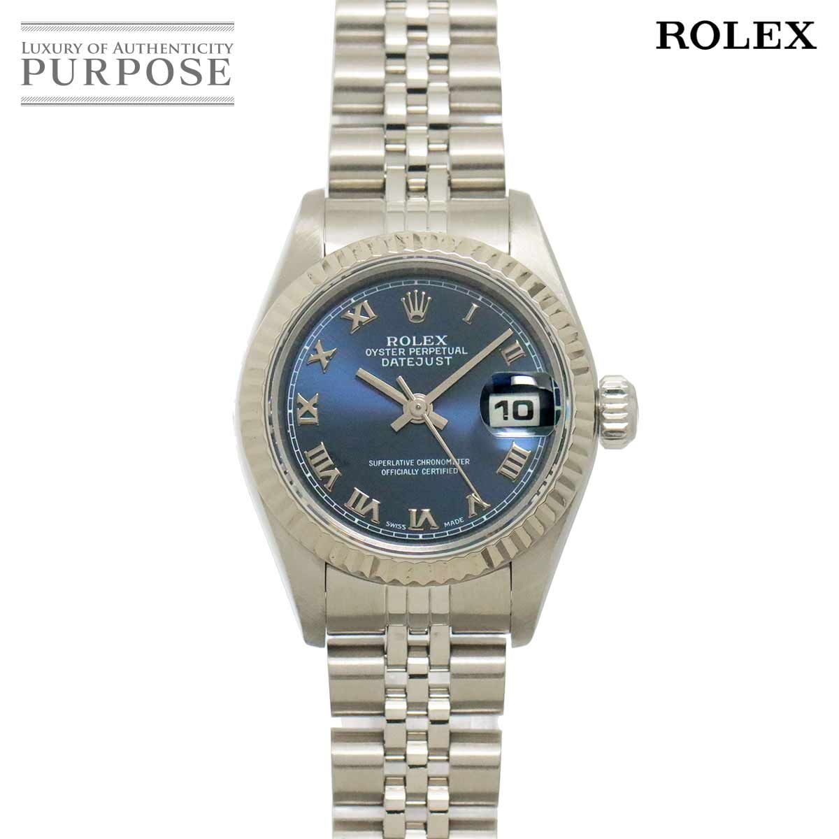 ロレックス ROLEX デイトジャスト 69174 A番 レディース 腕時計 ブルー K18WG ホワイトゴールド オートマ 自動巻き Datejust 90321418
