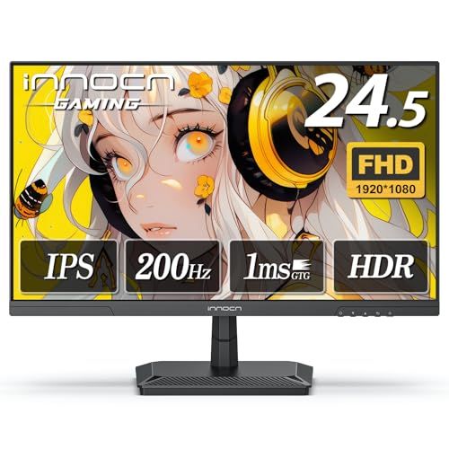 【新品】INNOCN ゲーミングモニター 24.5インチ 200Hz IPS 1ms(GTG) フルHD 非光沢 フレームレス PS5/Xbox対応 Adaptive-Sync VESA100×100 HDMI2.0/DP1.4接続 25G2 48dbe50d