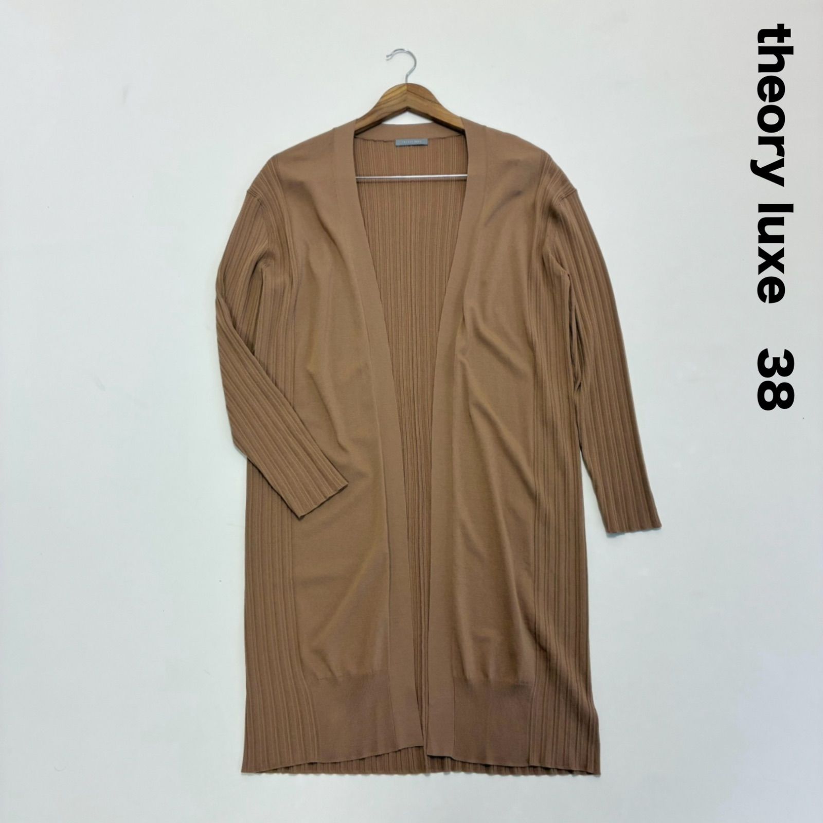 theory luxe セオリーリュクス☆リブニットロングカーディガン 羽織り 38 ブラウン