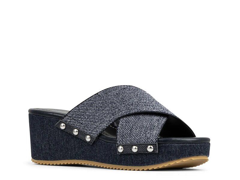 ドナルドプリネール レディース シューズ サンダル Donald Pliner Summer Wedge Sandal Blue Denim デニム