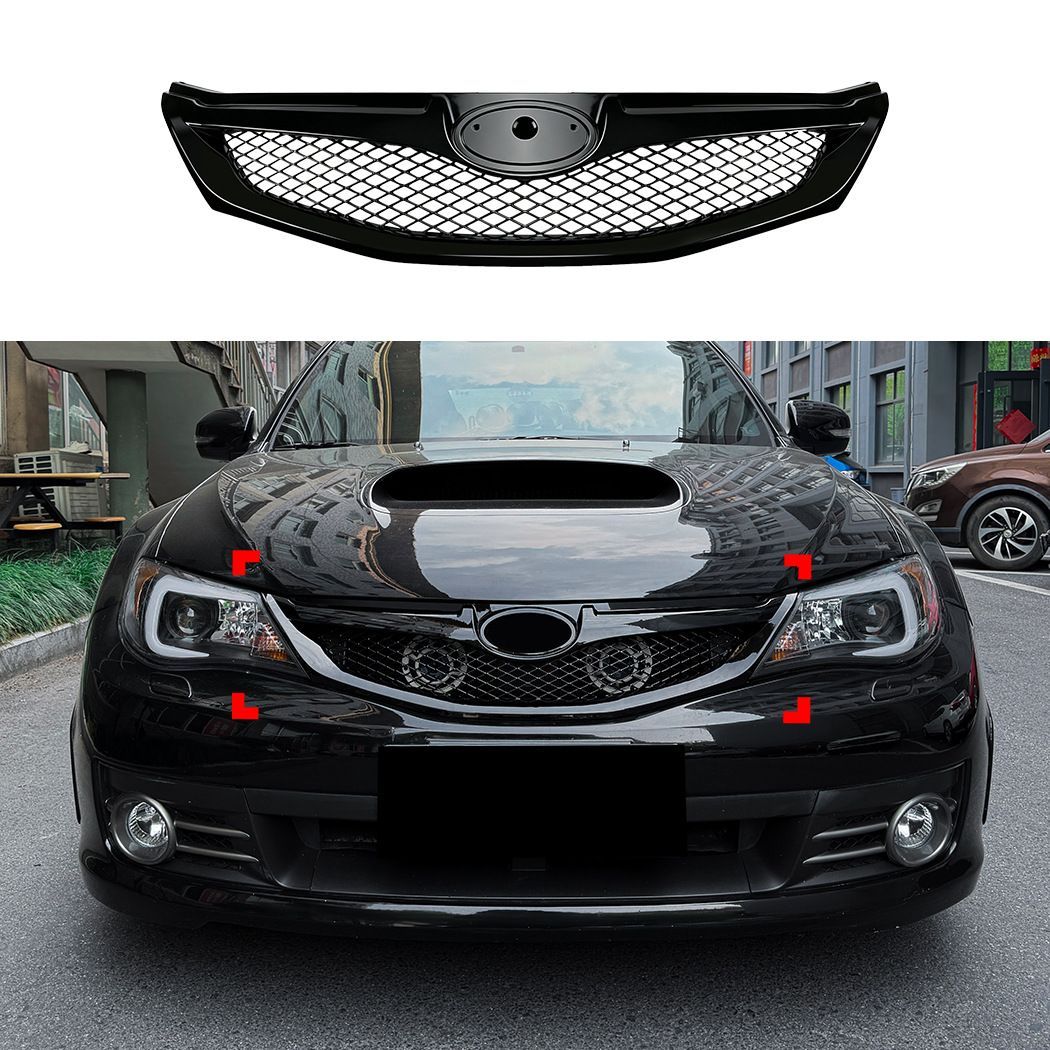 スバル Subaru インプレッサ Impreza WRX STI 2008～2011年式対応 フロントグリル ABS ピアノブラック バンパー装着 外装アクセント