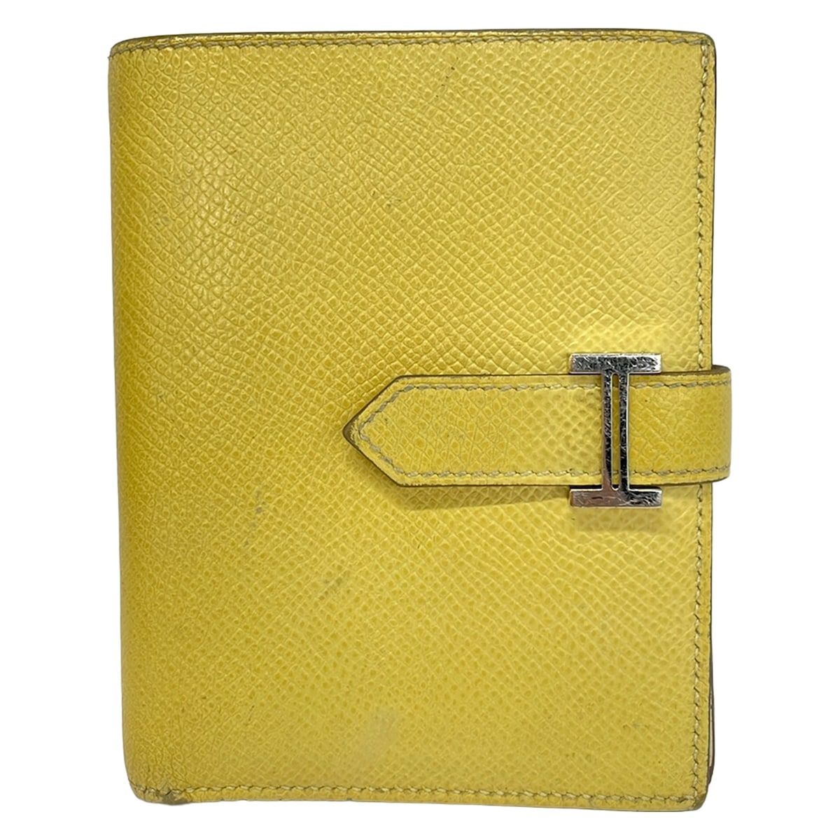 HERMES(エルメス) 2つ折り財布 ベアン コンパクト ヴェルソ ジョーヌブッサン×ナタ 新型金具/シルバー金具
