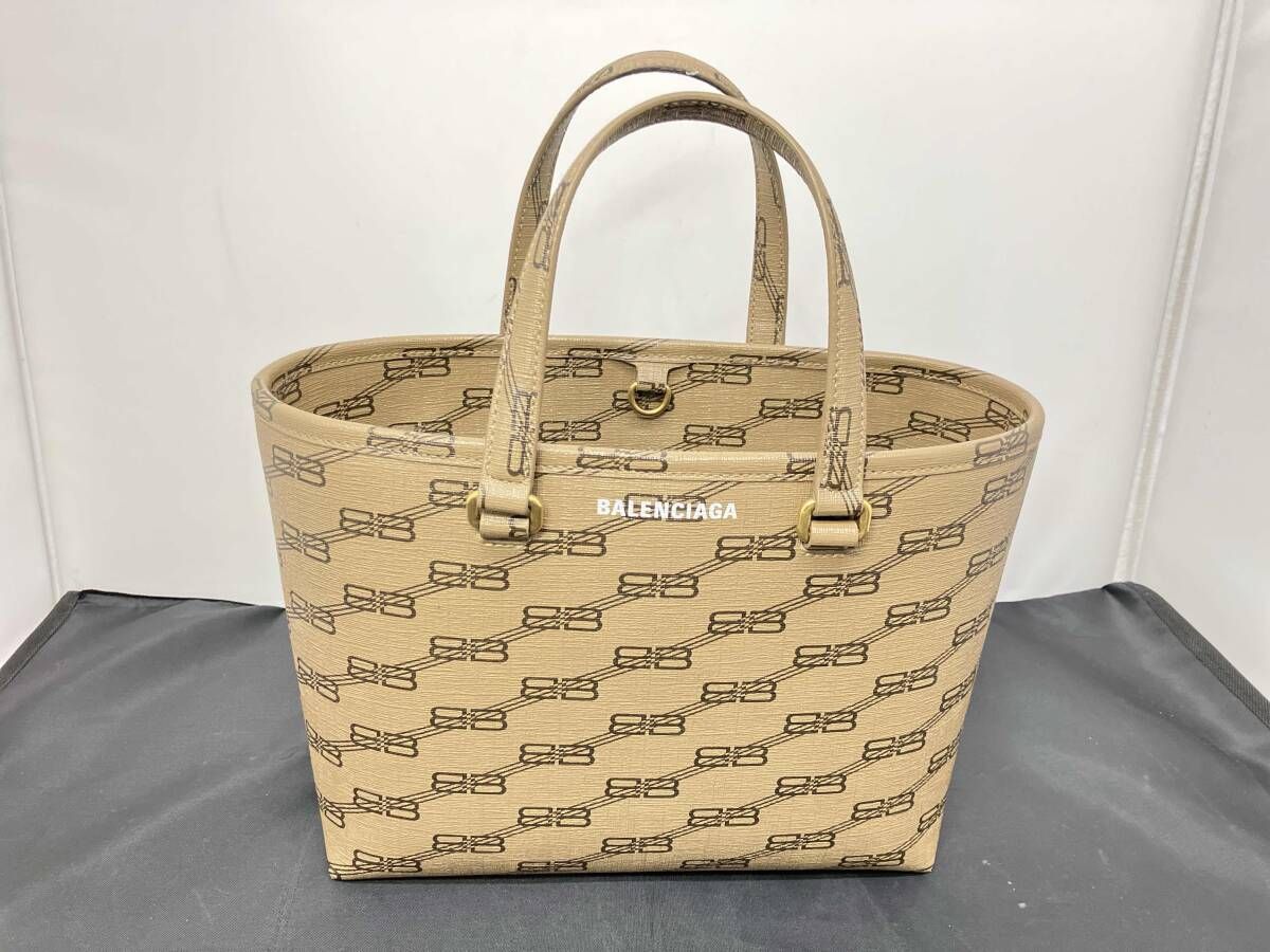 BALENCIAGA バレンシアガ BBモノグラム ハンドバッグ ショルダーバッグ 2way バッグ レディース ダークベージュとライトブラウンの中間色