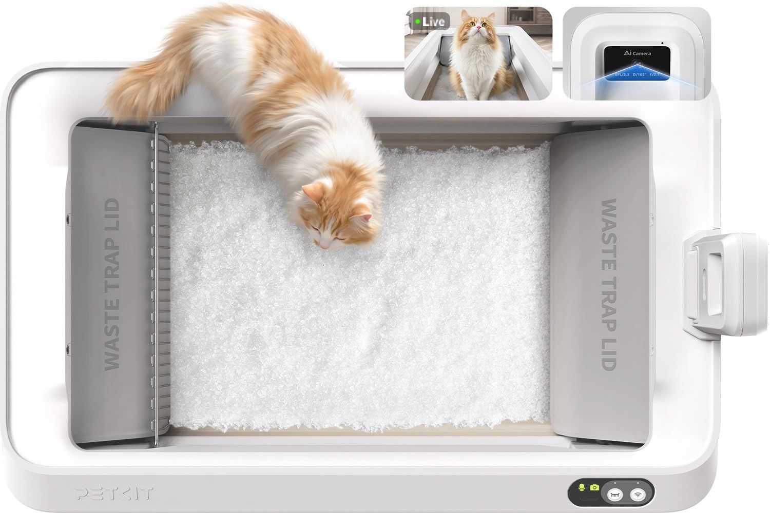 PETKIT 猫 トイレ 自動トイレ ゆるい便が検知 スマホ管理 センサー付き 飛散防止 自動清掃 定期清掃 掃除簡単 お留守番 専用APP IOS/Android対応 日本語説明書付き PUROBOT CRYSTAL DUO