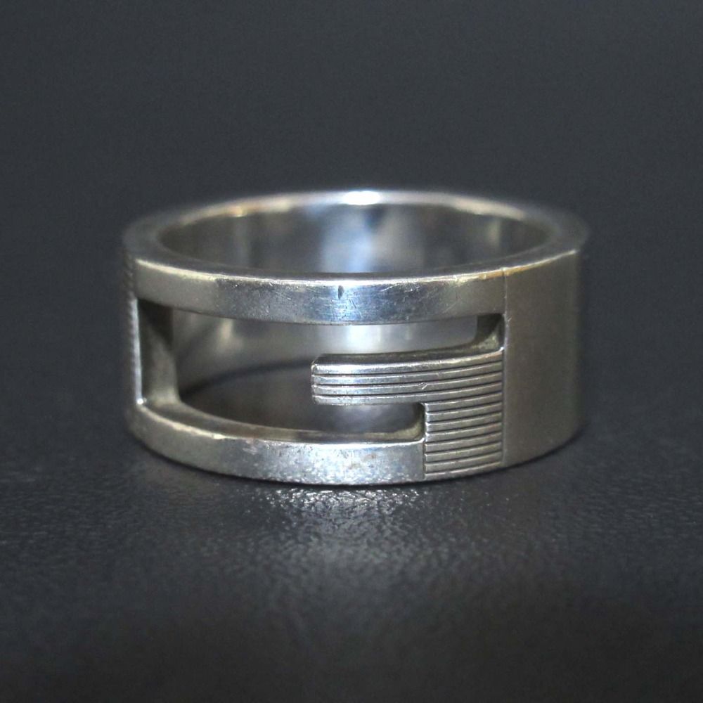 美品 GUCCI グッチ ブランデッドG カットアウト リング 指輪 Ag925 11
