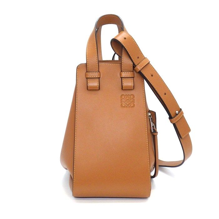 ロエベ LOEWE ショルダーバッグ ハンモックバッグ スモール 387.30.S35 タン クラシックカーフ コットン シルバー金具 【中古】 107,690円