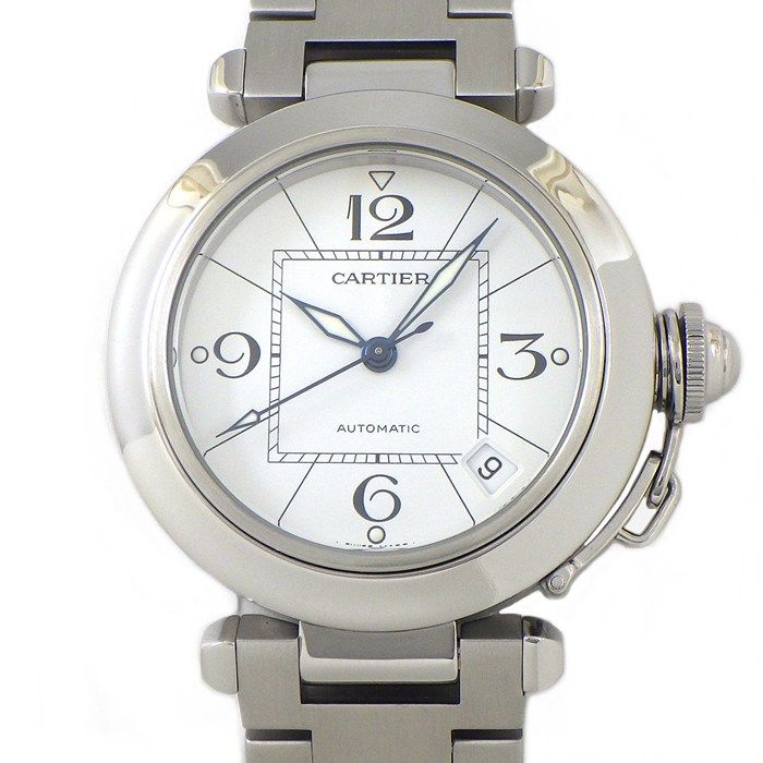 カルティエ Cartier 腕時計 パシャC W31074M7 デイト 夜光インデックス 夜光針 ホワイト文字盤 SS 自動巻き 【中古】 カルティエ Cartier 腕時計 パシャC W31074M7 デイト 夜光インデックス