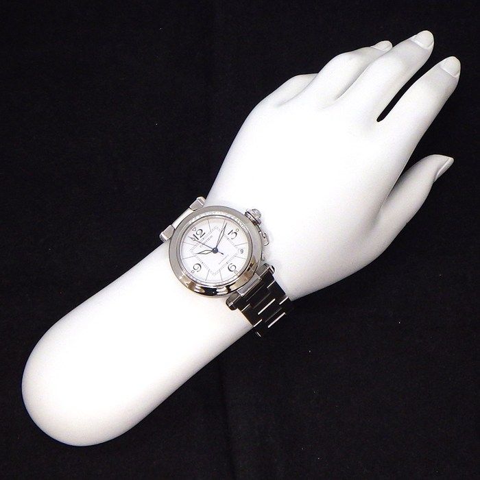 カルティエ Cartier 腕時計 パシャC W31074M7 デイト 夜光インデックス 夜光針 ホワイト文字盤 SS 自動巻き 【中古】 カルティエ Cartier 腕時計 パシャC W31074M7 デイト 夜光インデックス
