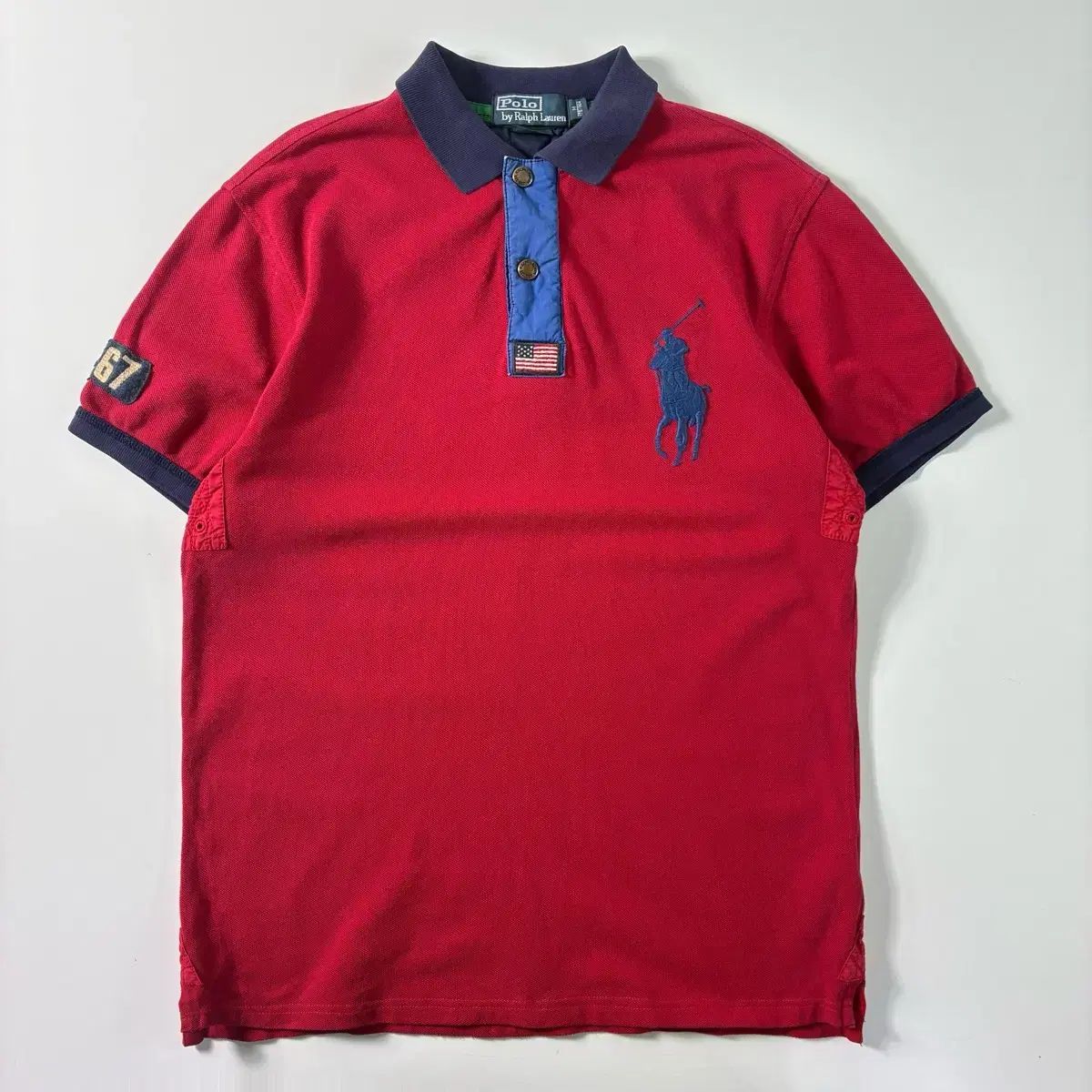 POLO ポロ ラルフローレン ビックポニー 星条旗 レッド 半袖 カラーTシャツ