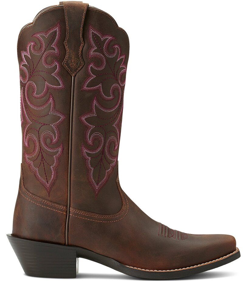 アリアト レディース シューズ ブーツ・レインブーツ レザー Ariat Womens Round Up Square Toe Leather Mid Calf Western Boots Powde