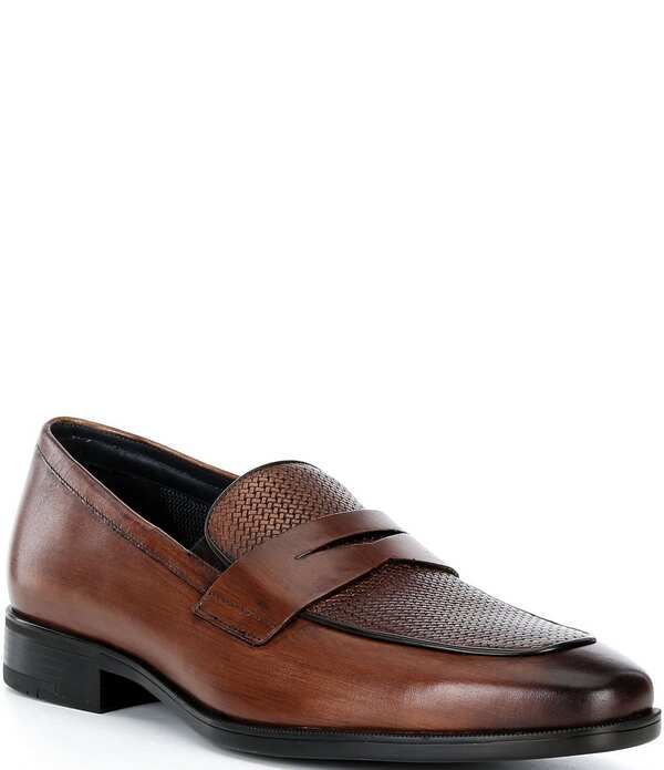 ジョンストンアンドマーフィー メンズ シューズ スリッポン・ローファー レザー Johnston Murphy Mens Gibbons Embossed Leather Penny Loafers