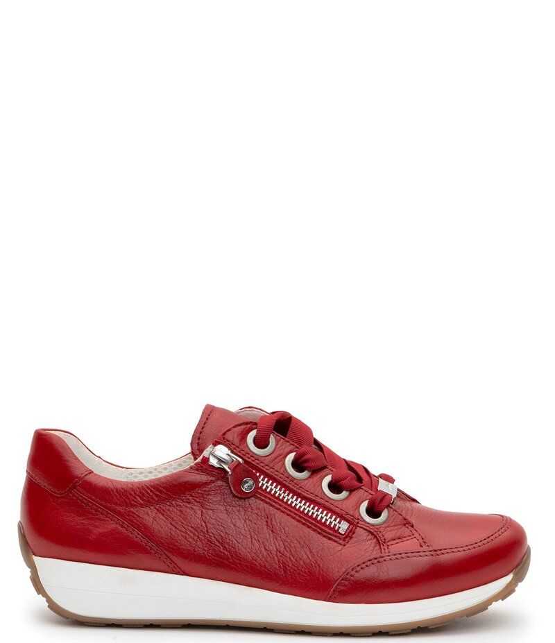 アラ レディース シューズ スニーカー レザー ara Ollie Leather Zip Sneakers Red レッド