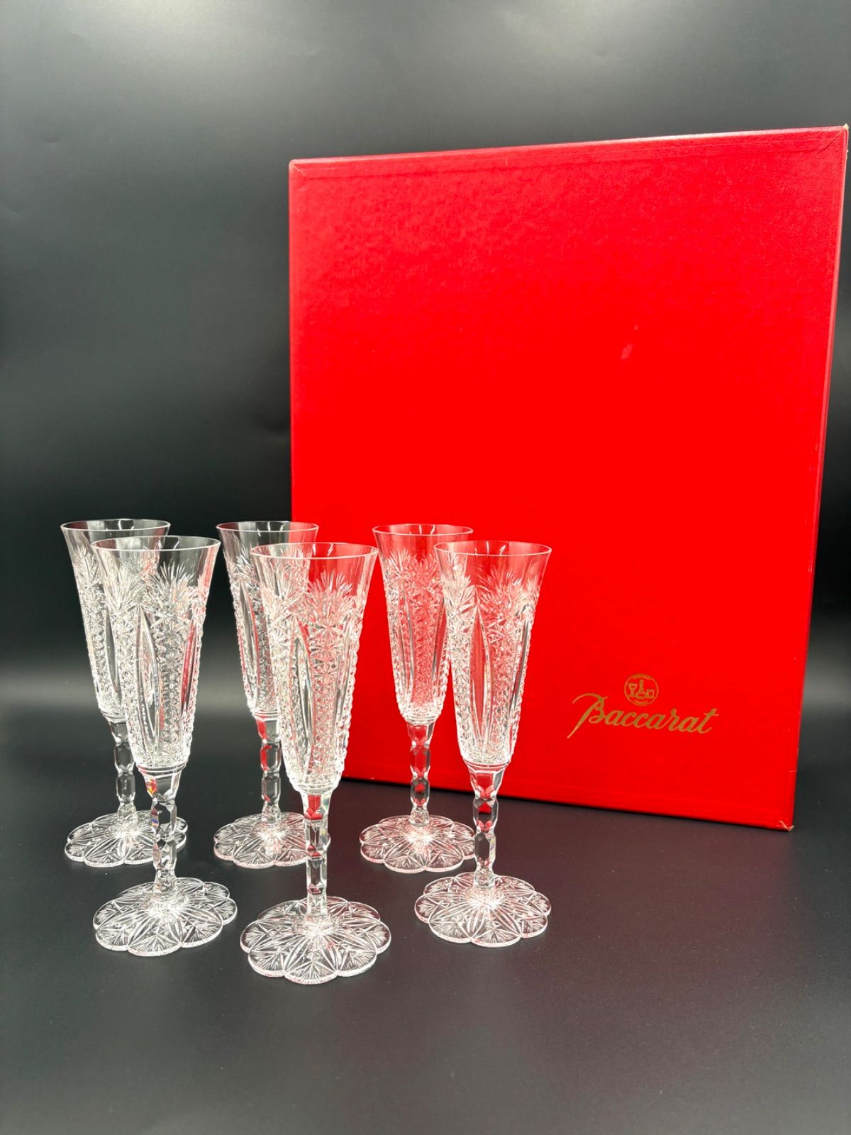 未使用保管品　Baccarat バカラ　コンデ　シャンパンフルート　グラス　18.5cm 6客セット　箱付き