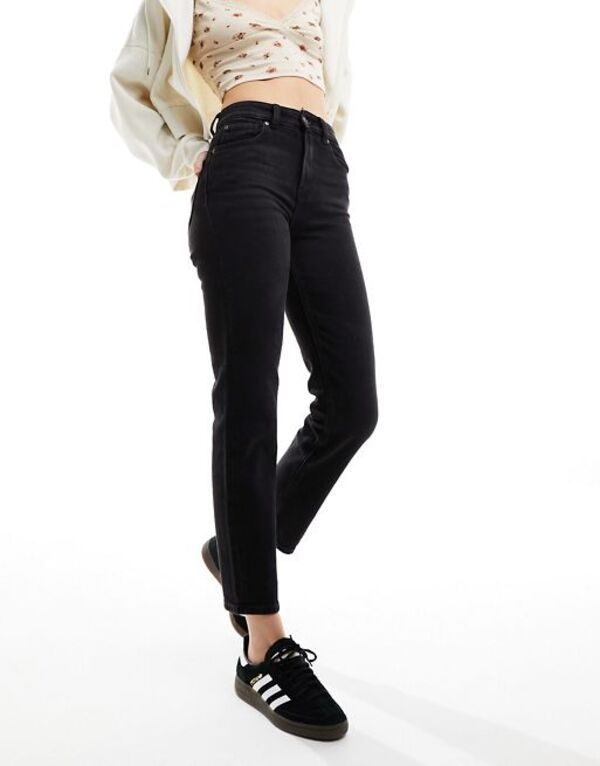 オンリー レディース ボトムス デニムパンツ ストレート アンクル ジーンズ ONLY Emily high rise straight leg ankle jeans in wash Black D