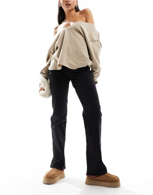 ピーシーズ レディース ボトムス デニムパンツ ストレート ジーンズ Pieces Kelly high waisted straight leg jeans Black ブラック