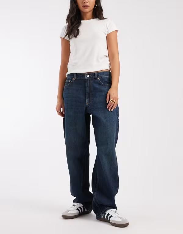 コルージョン レディース ボトムス デニムパンツ ジーンズ COLLUSION antifit mid rise jeans in deep blue ブルー