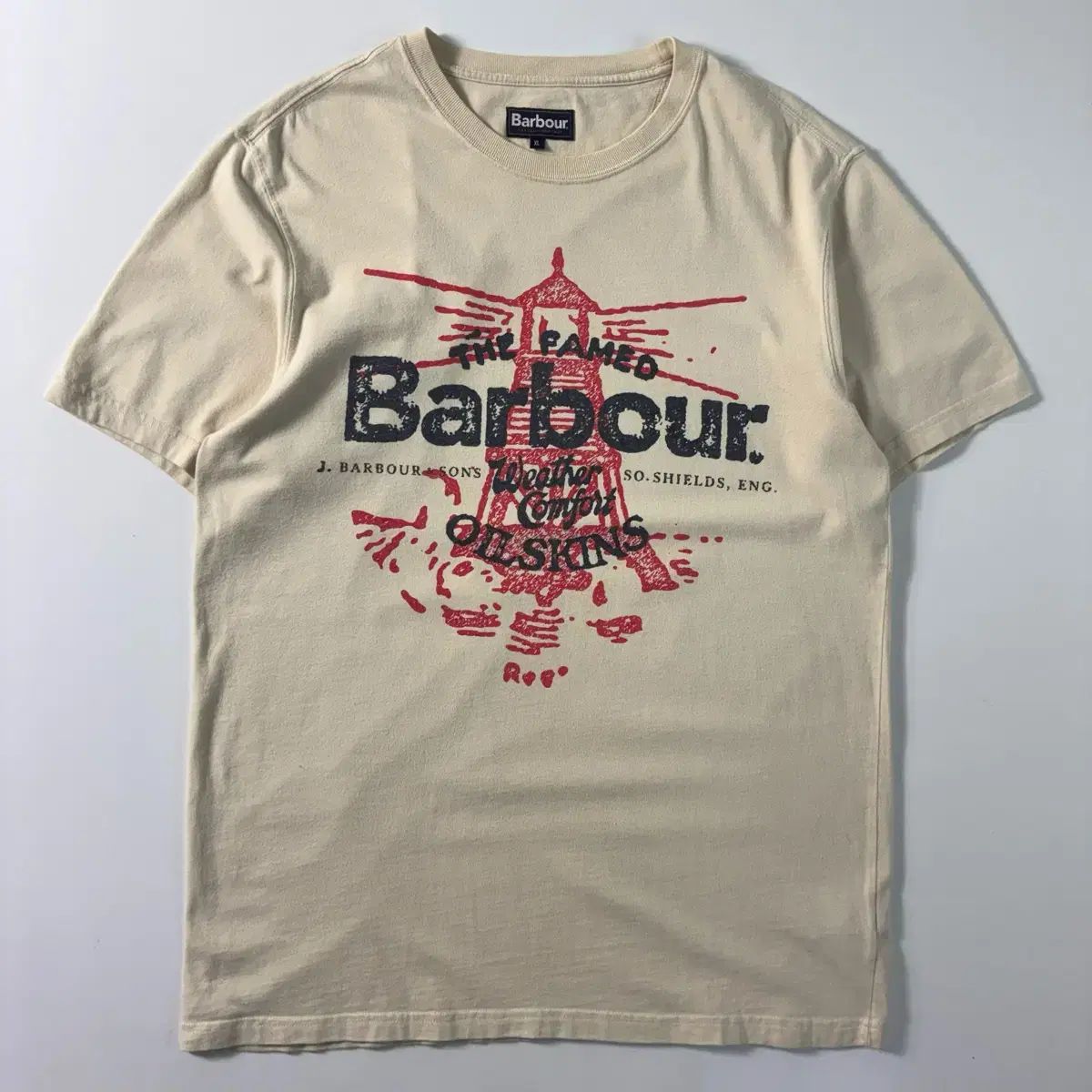 BARBOUR バブアー 灯台 グラフィック ベージュ 半袖 Tシャツ
